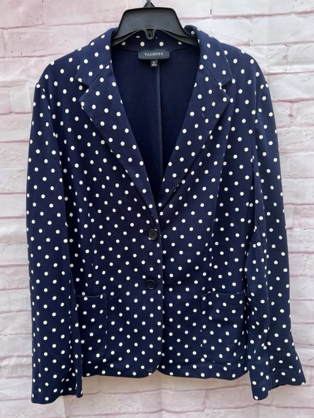Talbots Navy and White Polka Dot Blazer